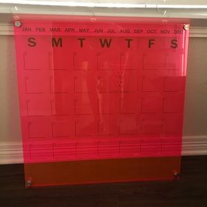 Pink wall dry erase calendar